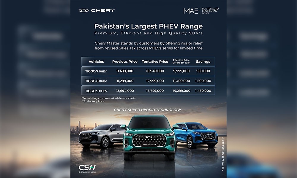Master Auto Cuts Prices on Chery Super Hybrid Models Till 31 July to Ease Sales Tax Impact